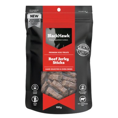 Black Hawk Dog Treats Beef Jerky Sticks 100g Black Hawk Dog Treats Beef Jerky Sticks 100g