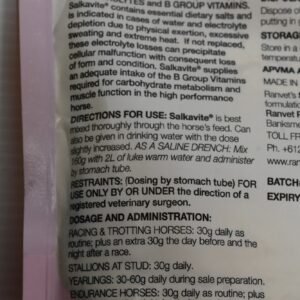 Ranvet Salkavite Vitamin B & Electrolyte For Horses [ps:180g]