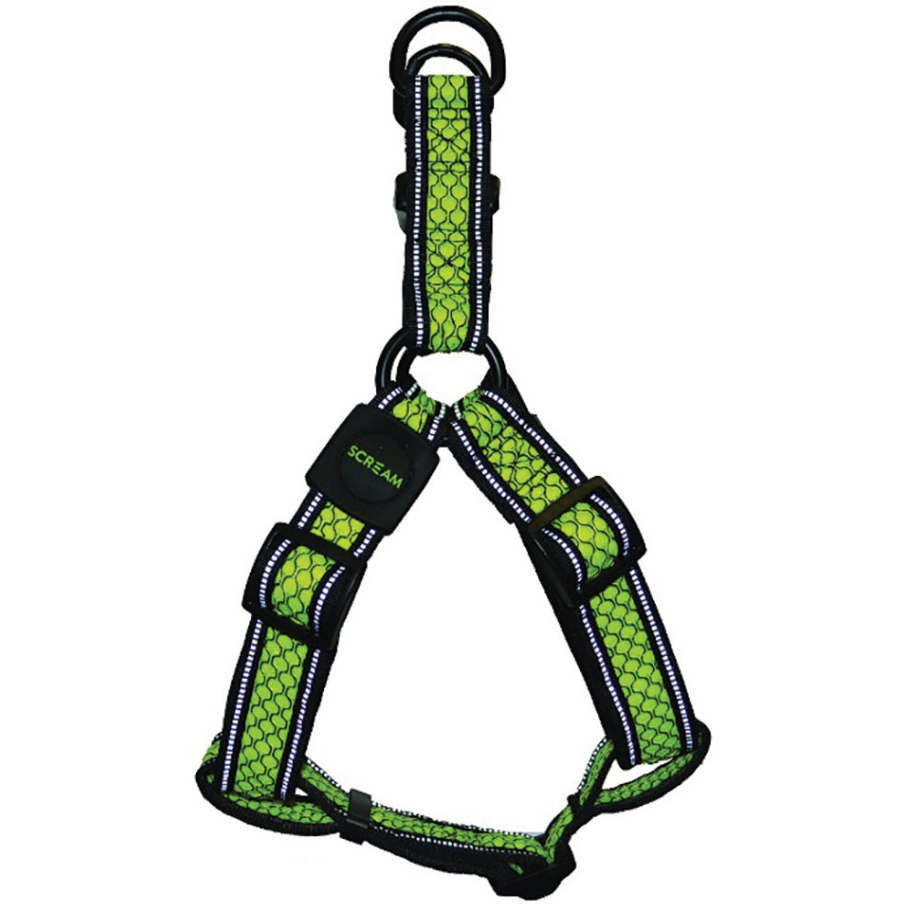 Scream Reflective Step In Harness [cl:load Green Sz:2.0 X 43-59cm]