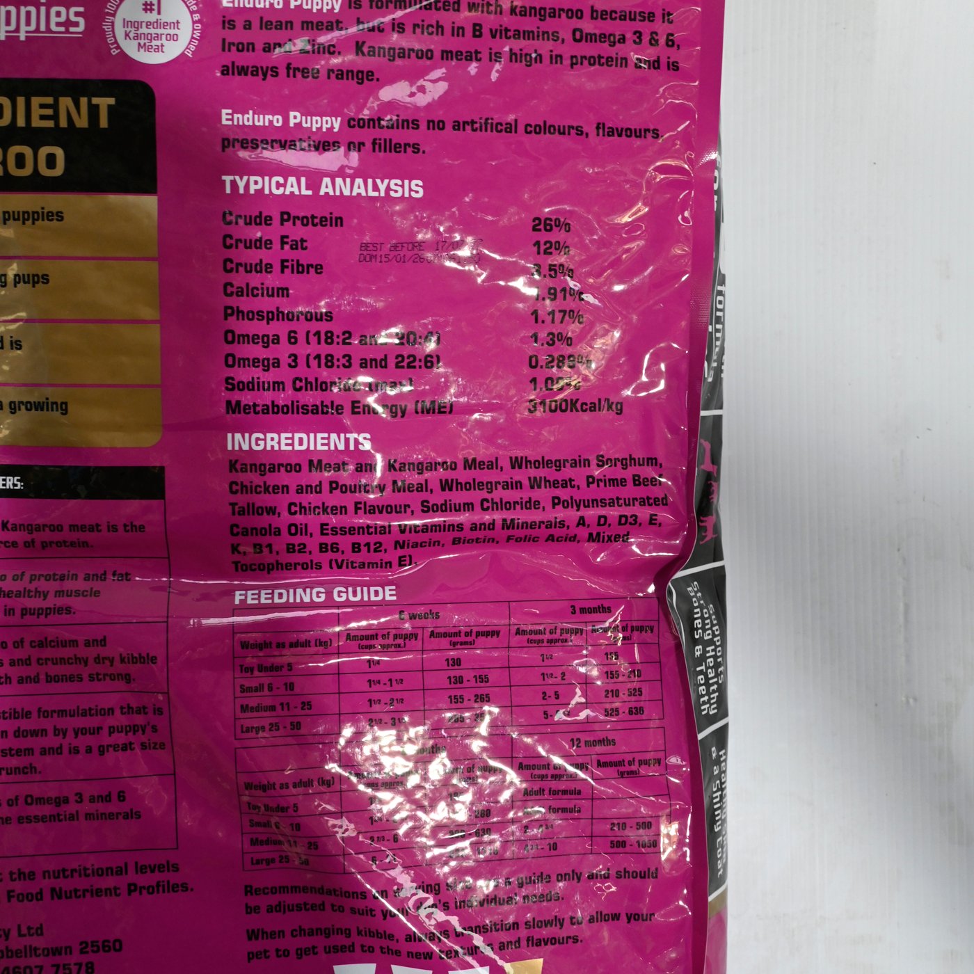 Enduro Dog Food Varieties [ps:20 Kg Bf:puppy]