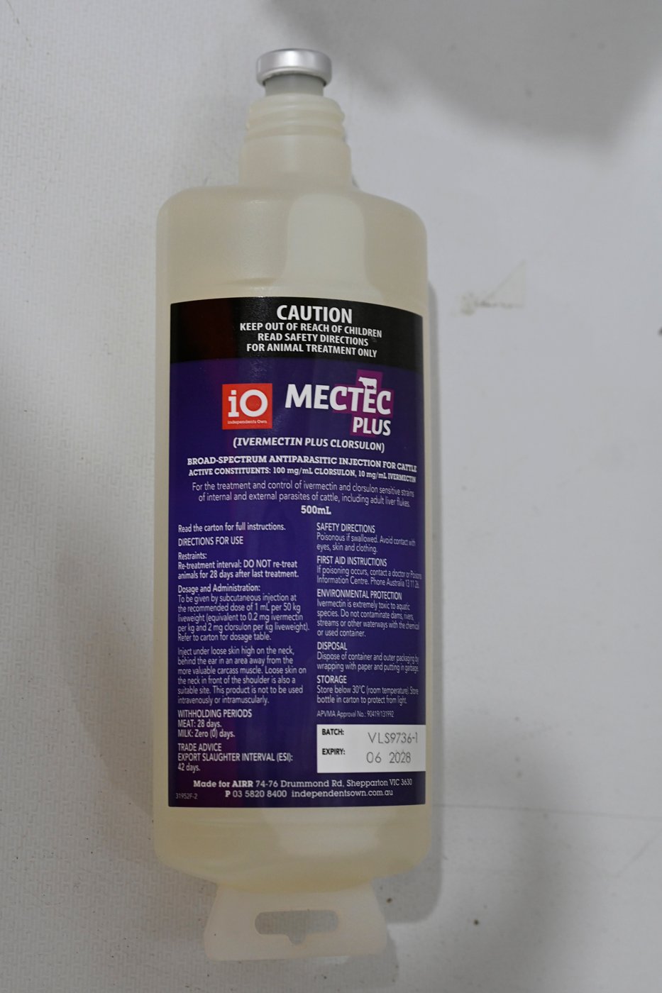 Io Mectec Plus Fluke Inj Cattle 500ml Io Mectec Plus Fluke Inj Cattle 500ml